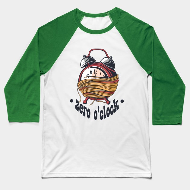 Zero O Clock Time Clock Baseball T-Shirt by Delicious Design